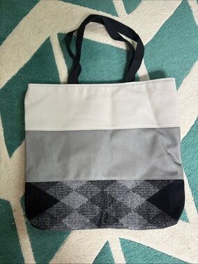 Gray and Black Colorblock Tote Bag